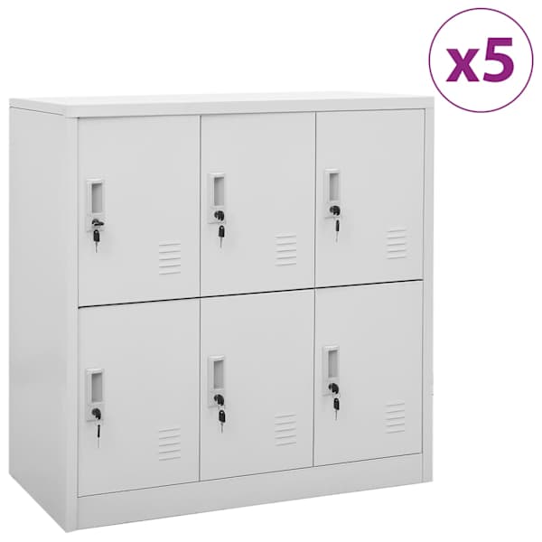 Lukustatavad hoiukapid 5 tk, helehall, 90 × 45 × 92.5 cm, teras