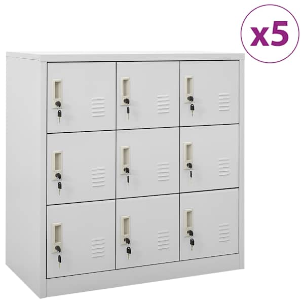 Lukustatavad hoiukapid 5 tk, helehall, 90 × 45 × 92.5 cm, teras