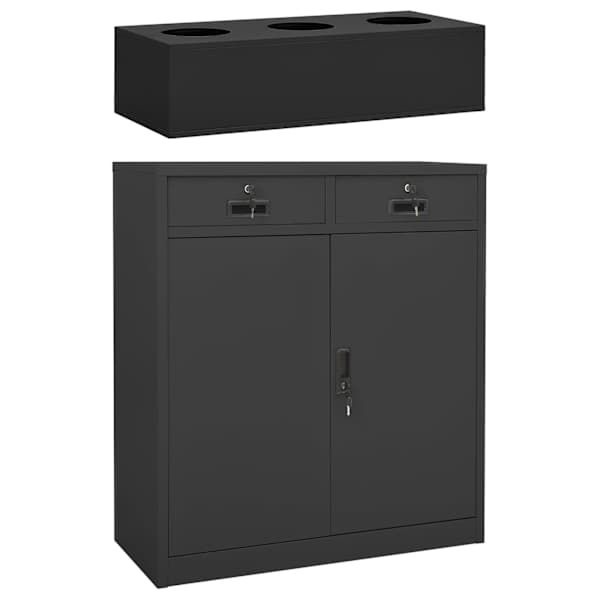 Taimekastiga kontorikapp, antratsiithall, 90 × 40 × 125 cm, teras