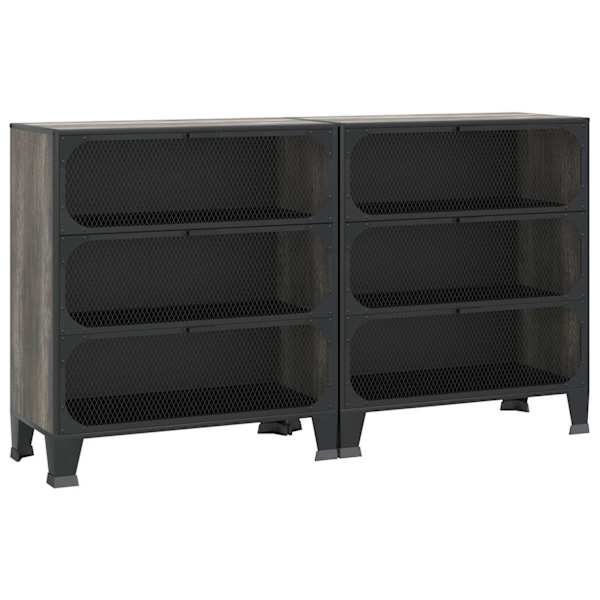 Hoiukapp 2 tk, hall, 72 × 36 × 82 cm, metall ja MDF