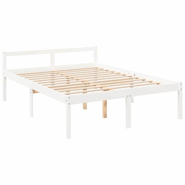 Voodiraam peatsiga, valge, 160 × 200 cm, männipuit — mudel 810625