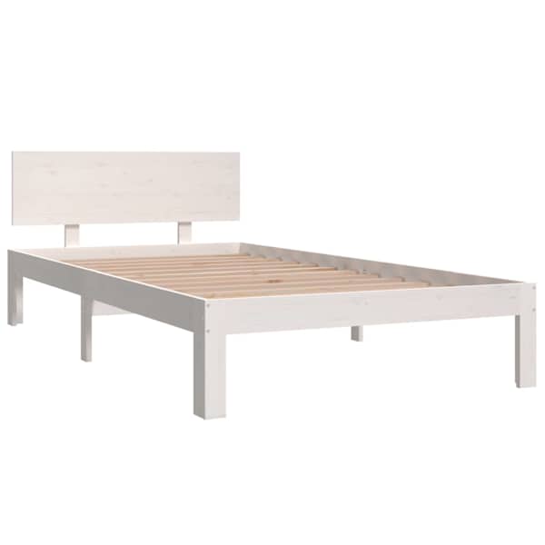 Voodiraam peatsiga, valge, 100 × 200 cm, männipuit — mudel 810486