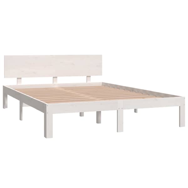 Voodiraam peatsiga, valge, 140 × 200 cm, männipuit — mudel 810496