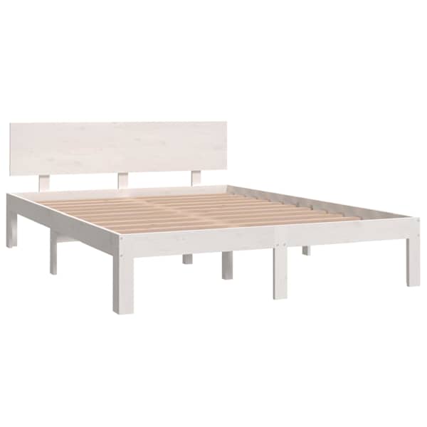 Voodiraam peatsiga, valge, 150 × 200 cm, männipuit — mudel 810501