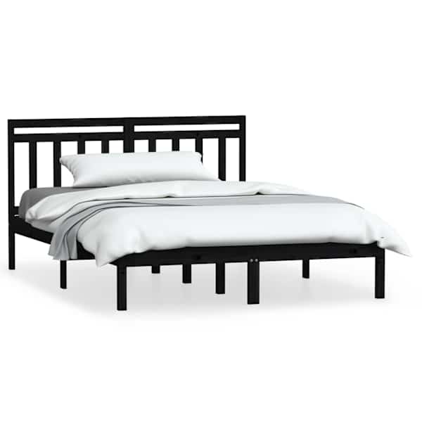 Voodiraam peatsiga, must, 140 × 190 cm — mudel 3100573