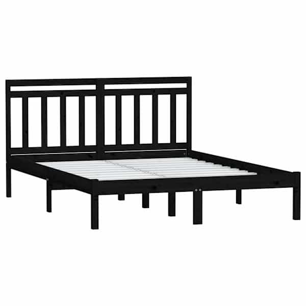 Voodiraam peatsiga, must, 140 × 190 cm — mudel 3100573