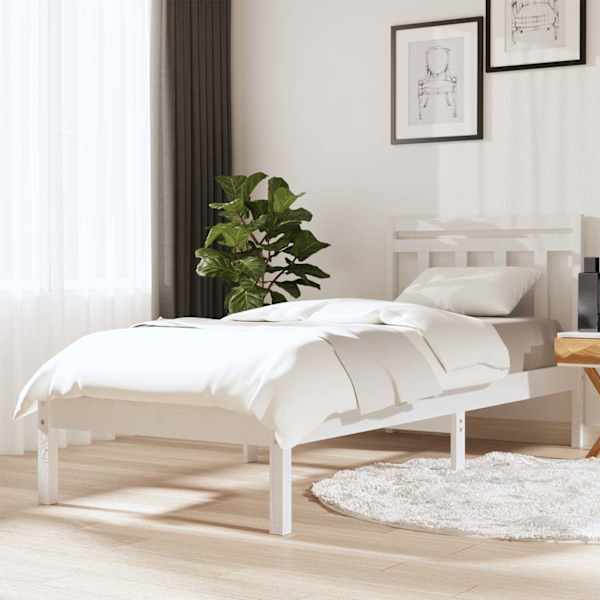 Voodiraam peatsiga, valge, 100 × 200 cm, männipuit — mudel 3100580