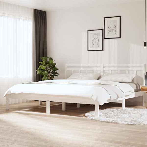 Voodiraam peatsiga, valge, 180 × 200 cm, männipuit — mudel 3100605