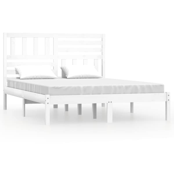 Voodiraam peatsiga, valge, 120 × 200 cm, männipuit — mudel 3101019
