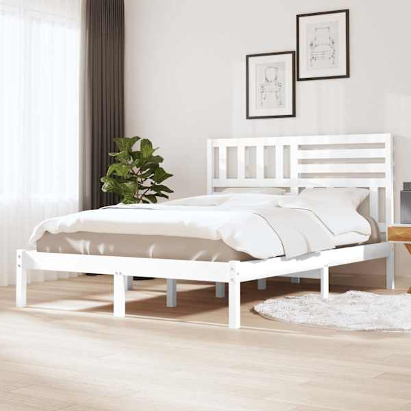 Voodiraam peatsiga, valge, 120 × 200 cm, männipuit — mudel 3101019