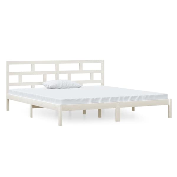 Voodiraam peatsiga, valge, 140 × 190 cm, männipuit — mudel 3101199