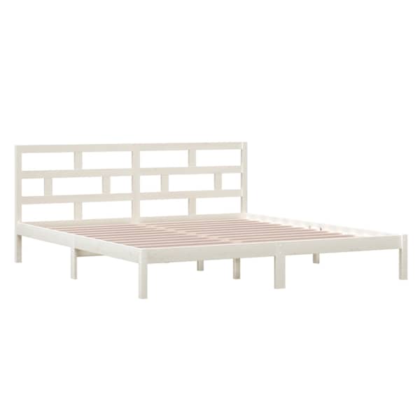 Voodiraam peatsiga, valge, 140 × 190 cm, männipuit — mudel 3101199
