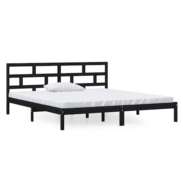 Voodiraam peatsiga, must, 140 × 190 cm, männipuit — mudel 3101202