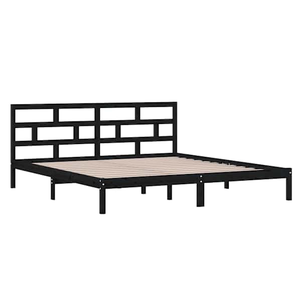 Voodiraam peatsiga, must, 140 × 190 cm, männipuit — mudel 3101202