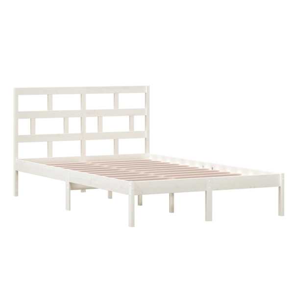 Voodiraam peatsiga, valge, 120 × 200 cm, männipuit — mudel 3101214