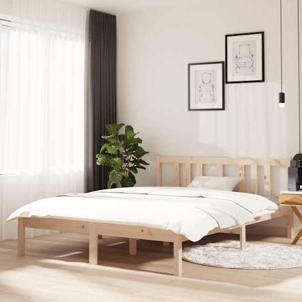 Voodiraam peatsiga, 135 × 190 cm, männipuit — mudel 814859