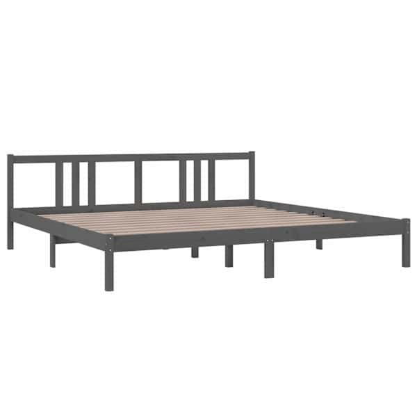 Voodiraam peatsiga, hall, 200 × 200 cm, männipuit — mudel 814906
