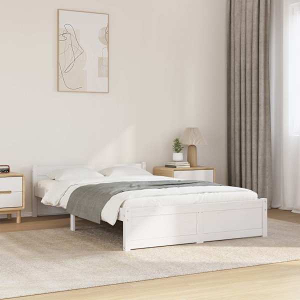 Voodiraam peatsiga, valge, 120 × 190 cm, männipuit — mudel 815015