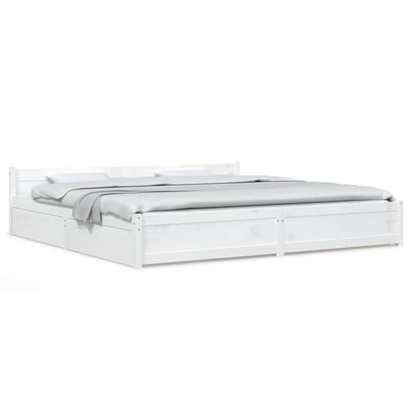 Sahtlitega voodiraam peatsiga, valge, 180 × 200 cm — mudel 3103575