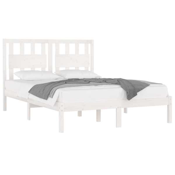 Voodiraam peatsiga, valge, 140 × 190 cm, männipuit — mudel 3103914