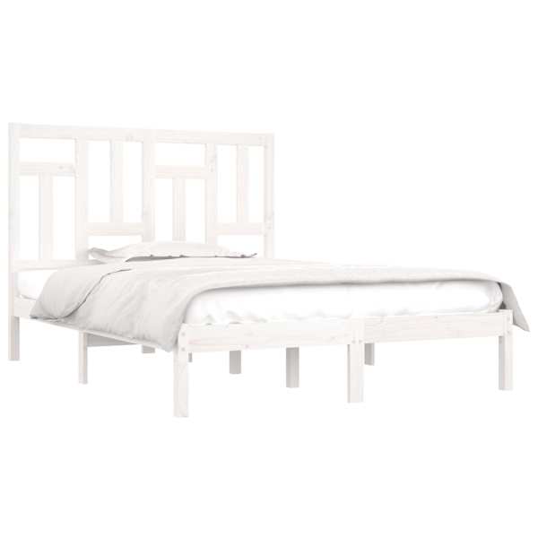 Voodiraam peatsiga, valge, 140 × 200 cm, männipuit — mudel 3104544