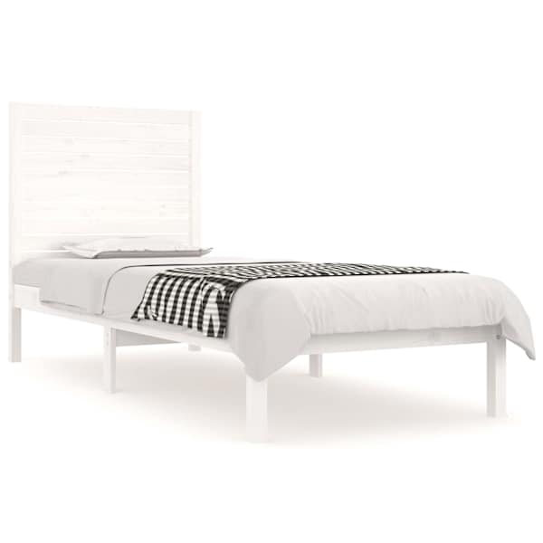 Voodiraam peatsiga, valge, 75 × 190 cm, männipuit — mudel 3104569