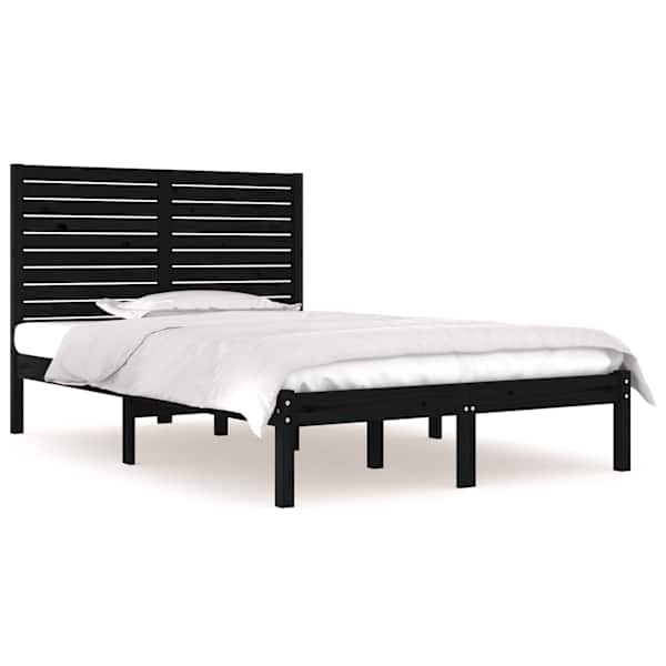 Voodiraam peatsiga, must, 140 × 190 cm — mudel 3104592
