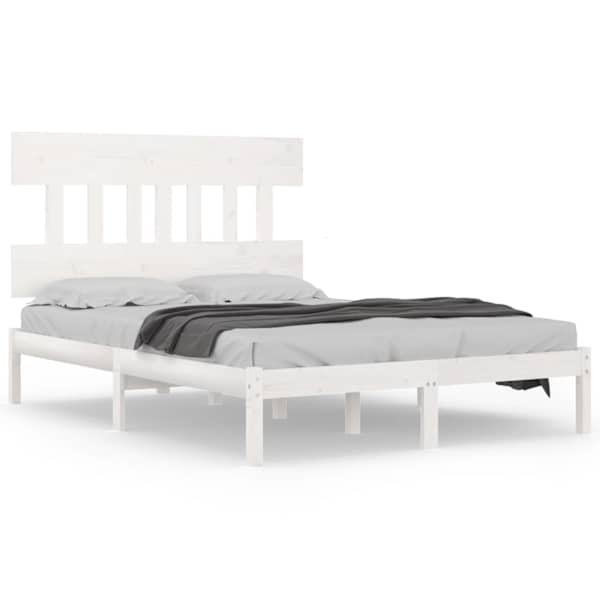 Voodiraam peatsiga, valge, 140 × 190 cm — mudel 3104719
