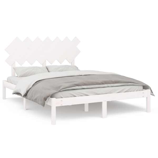 Voodiraam peatsiga, valge, 140 × 190 cm, männipuit — mudel 3104849