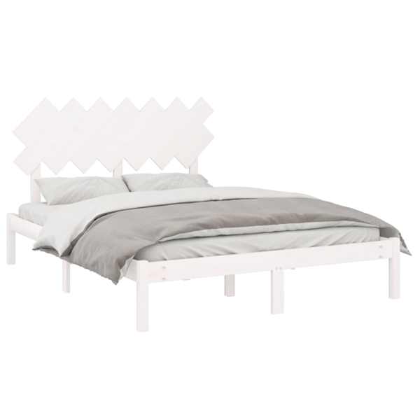 Voodiraam peatsiga, valge, 140 × 190 cm, männipuit — mudel 3104849