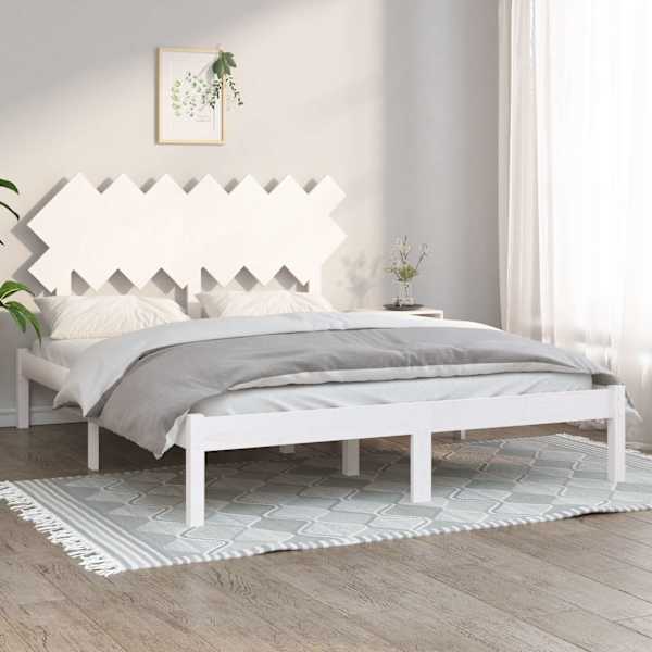 Voodiraam peatsiga, valge, 140 × 190 cm, männipuit — mudel 3104849