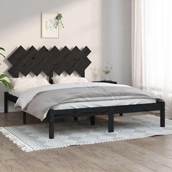 Voodiraam peatsiga, must, 140 × 190 cm, männipuit — mudel 3104852