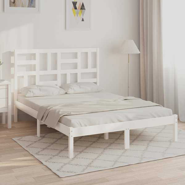Voodiraam peatsiga, valge, 140 × 190 cm — mudel 3105931
