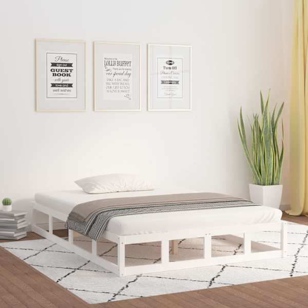 Voodiraam, valge, 160 × 200 cm, männipuit — mudel 820807