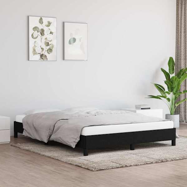 Voodiraam ilma madratsita, must, 140 × 200 cm, kangas