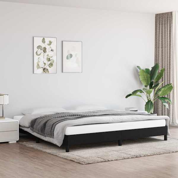 Voodiraam ilma madratsita, must, 200 × 200 cm, kangas