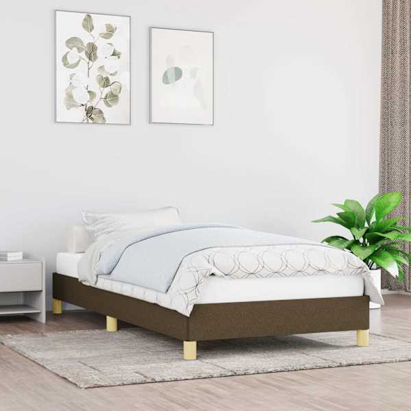Voodiraam, tumepruun, 100 × 200 cm, kangas — mudel 346797