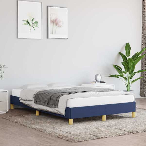 Voodiraam, sinine, 120 × 200 cm, kangas — mudel 346808