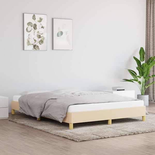 Voodiraam, kreemjasvalge, 140 × 190 cm, kangas — mudel 346815
