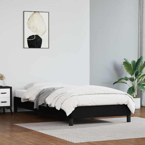 Voodiraam, must, 90 × 200 cm, kunstnahk — mudel 346880