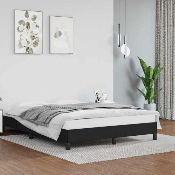 Voodiraam, must, 140 × 190 cm, kunstnahk — mudel 346898
