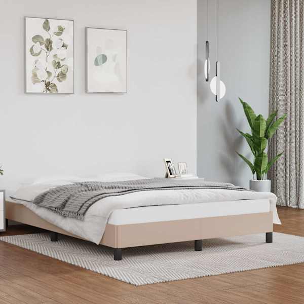 Voodiraam, cappuccino, 140 × 200 cm, kunstnahk — mudel 346909