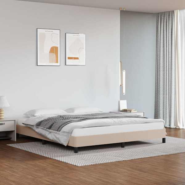 Voodiraam, cappuccino, 160 × 200 cm, kunstnahk — mudel 346915