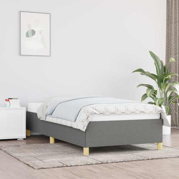 Voodiraam, tumehall, 90 × 190 cm, kangas — mudel 347126