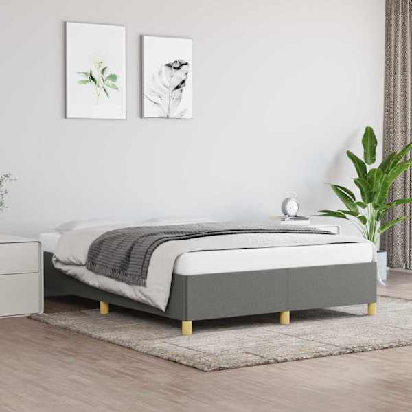 Voodiraam, tumehall, 140 × 190 cm, kangas — mudel 347158