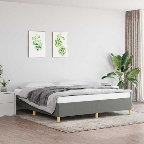 Voodiraam, tumehall, 180 × 200 cm, kangas — mudel 347182