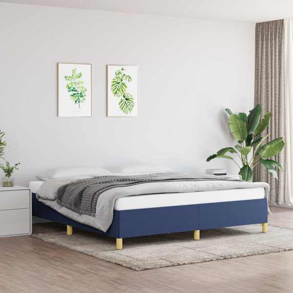 Voodiraam, sinine, 180 × 200 cm, kangas — mudel 347187