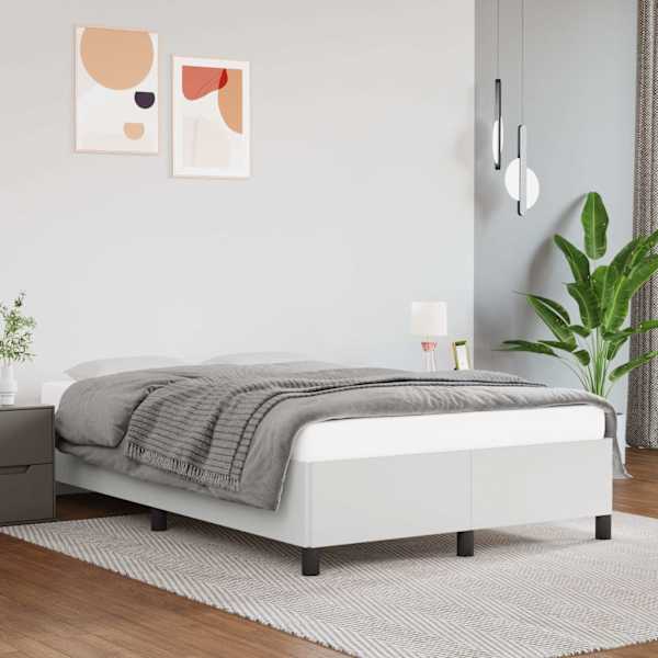 Voodiraam, valge, 120 × 200 cm, kunstnahk — mudel 347240