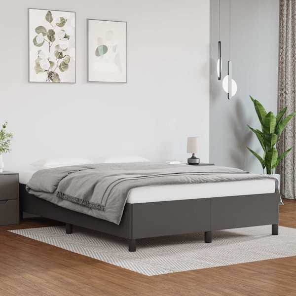Voodiraam, hall, 140 × 200 cm, kunstnahk — mudel 347255
