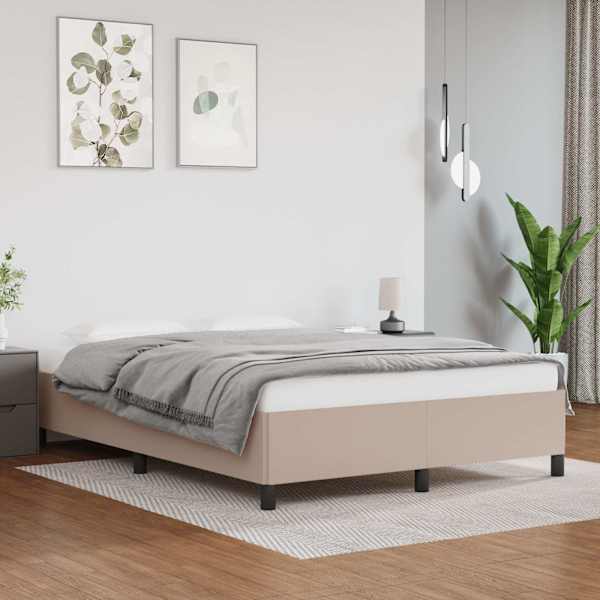 Voodiraam, cappuccino, 140 × 200 cm, kunstnahk — mudel 347256